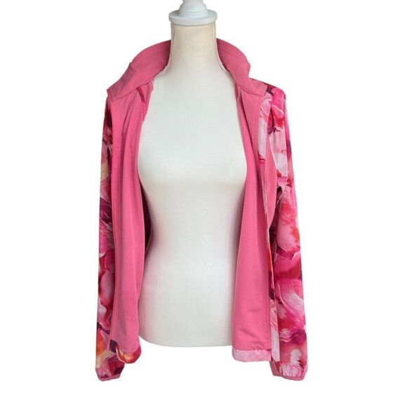 Athleta Run With It Printed Floral Lightweight Jacket Full Zip Pink Size Small - Picture 4 of 12